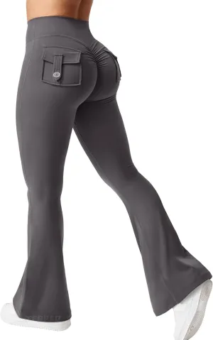 YEOREO CoreFlex Flare Leggings with Pockets for Women Scrunch Workout Leggings Butt Lifting Gym Yoga Pants