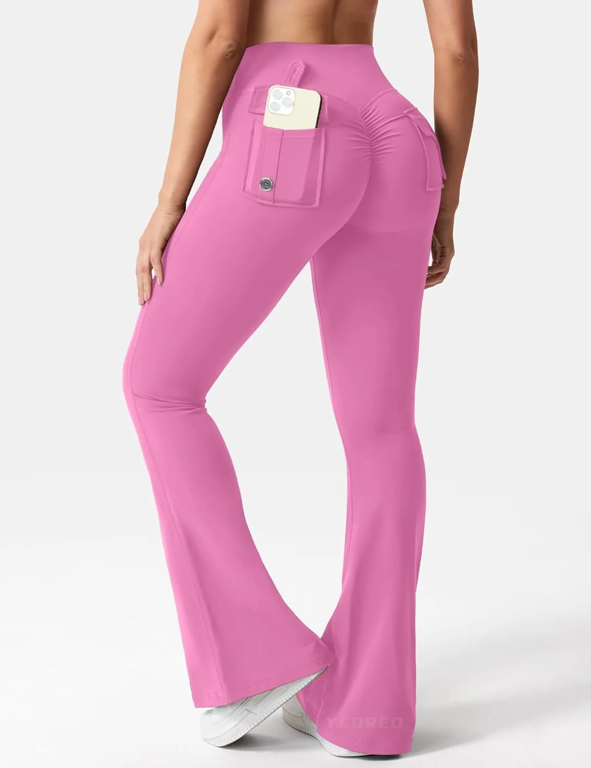 YEOREO CoreFlex Flare Leggings with Pockets for Women Scrunch Workout Leggings Butt Lifting Gym Yoga Pants