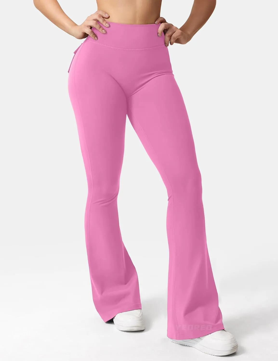 YEOREO CoreFlex Flare Leggings with Pockets for Women Scrunch Workout Leggings Butt Lifting Gym Yoga Pants
