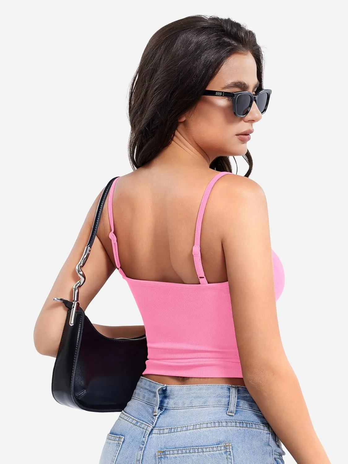 YEOREO Jillce Womens Ribbed Lace Cami Square Neck Tank Top Sexy Sleeveless Button Y2K Going Out Camisoles Strap Summer Tops