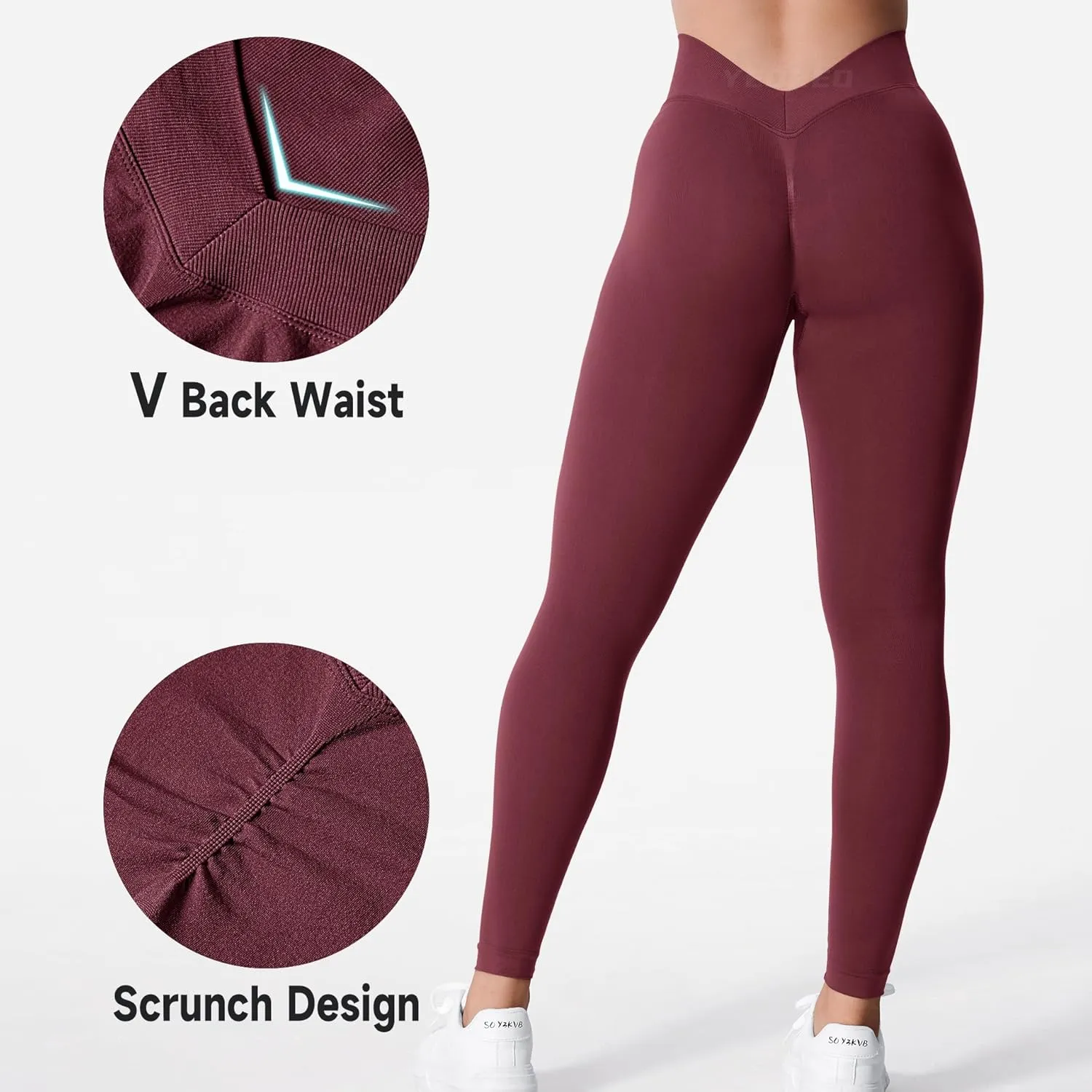YEOREO Liz Scrunch Workout Leggings for Women High Waisted Butt Lifting V Back Waist Seamless Gym Yoga Leggings