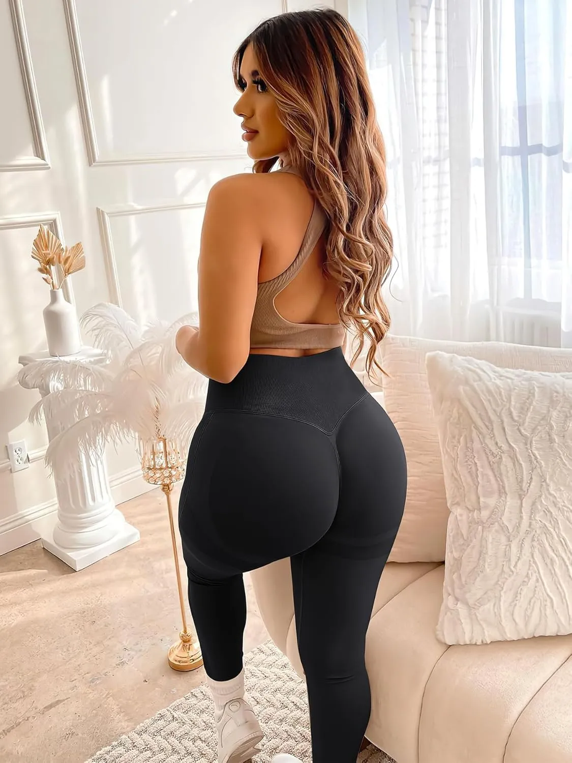 YEOREO Scrunch Butt Lift Leggings for Women Workout Yoga Pants Ruched Booty High Waist Seamless Leggings Compression Tights