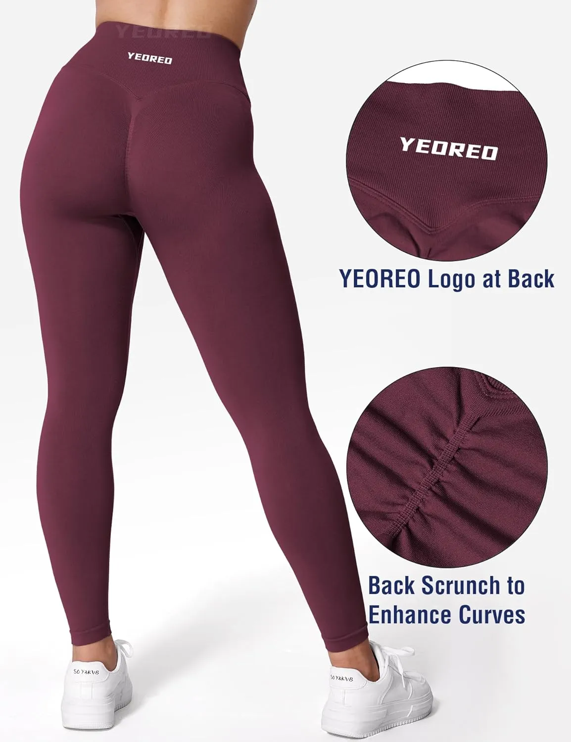YEOREO V Waist Workout Leggings for Women Amplify Butt Lifting Scrunch Gym Leggings Seamless Yoga Pants