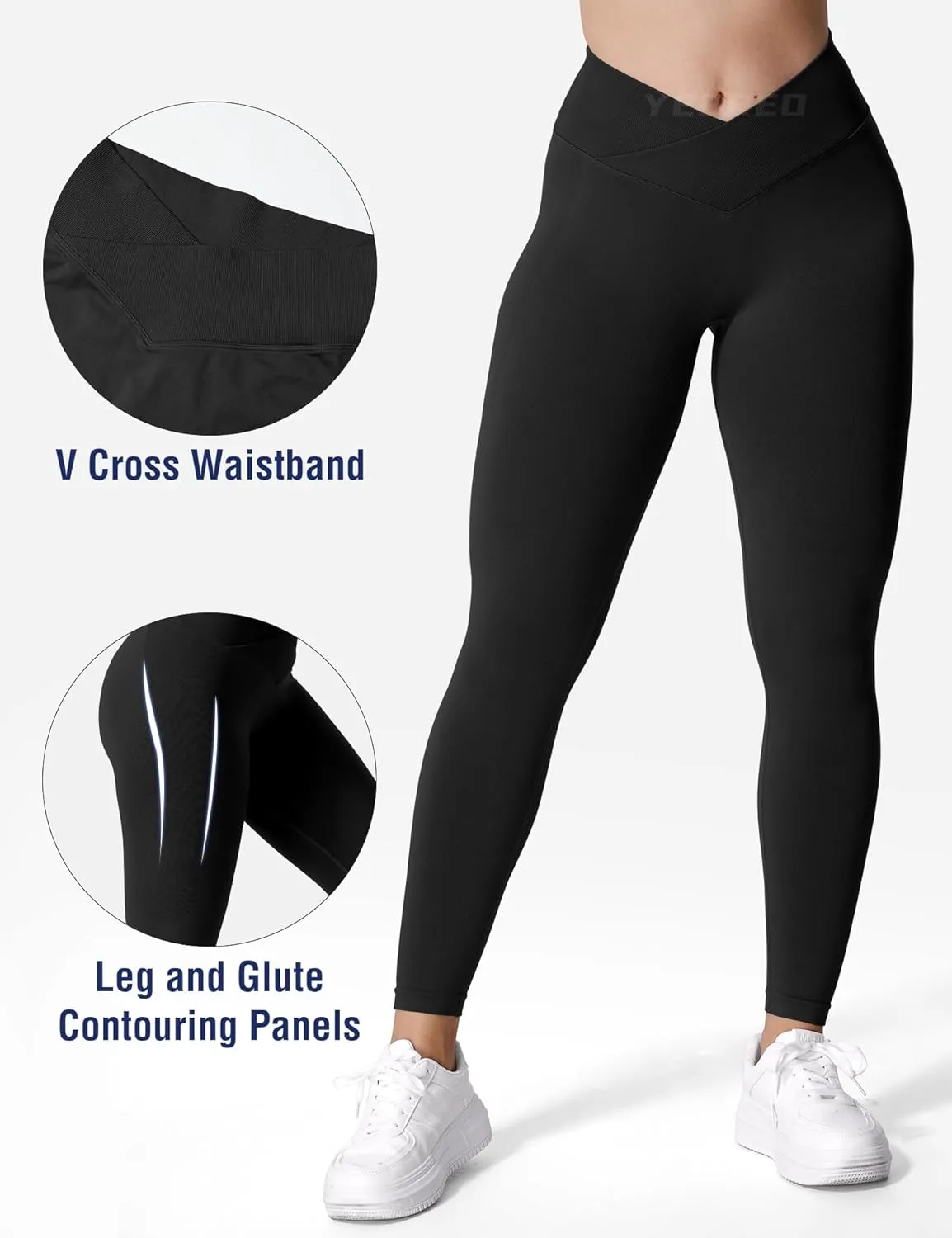 YEOREO V Waist Workout Leggings for Women Amplify Butt Lifting Scrunch Gym Leggings Seamless Yoga Pants