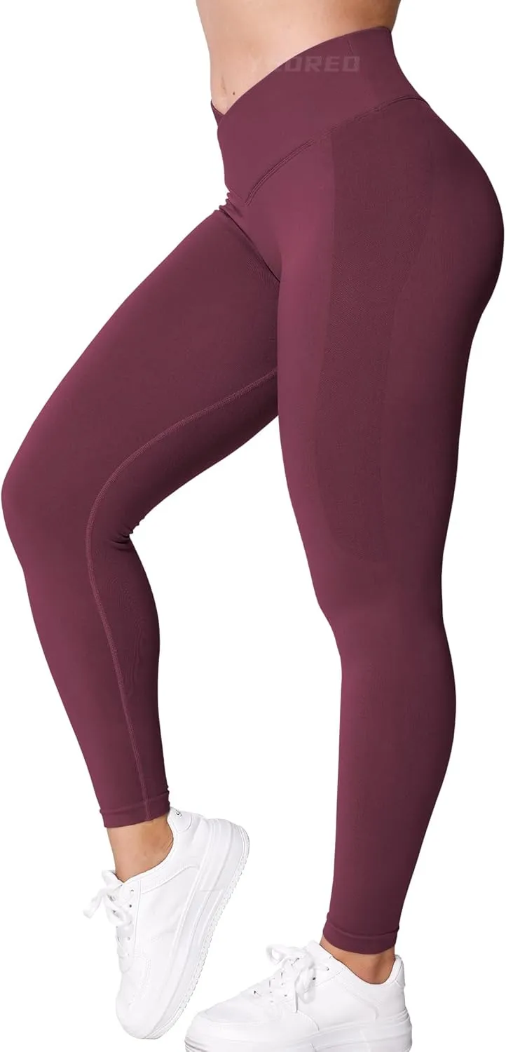 YEOREO V Waist Workout Leggings for Women Amplify Butt Lifting Scrunch Gym Leggings Seamless Yoga Pants