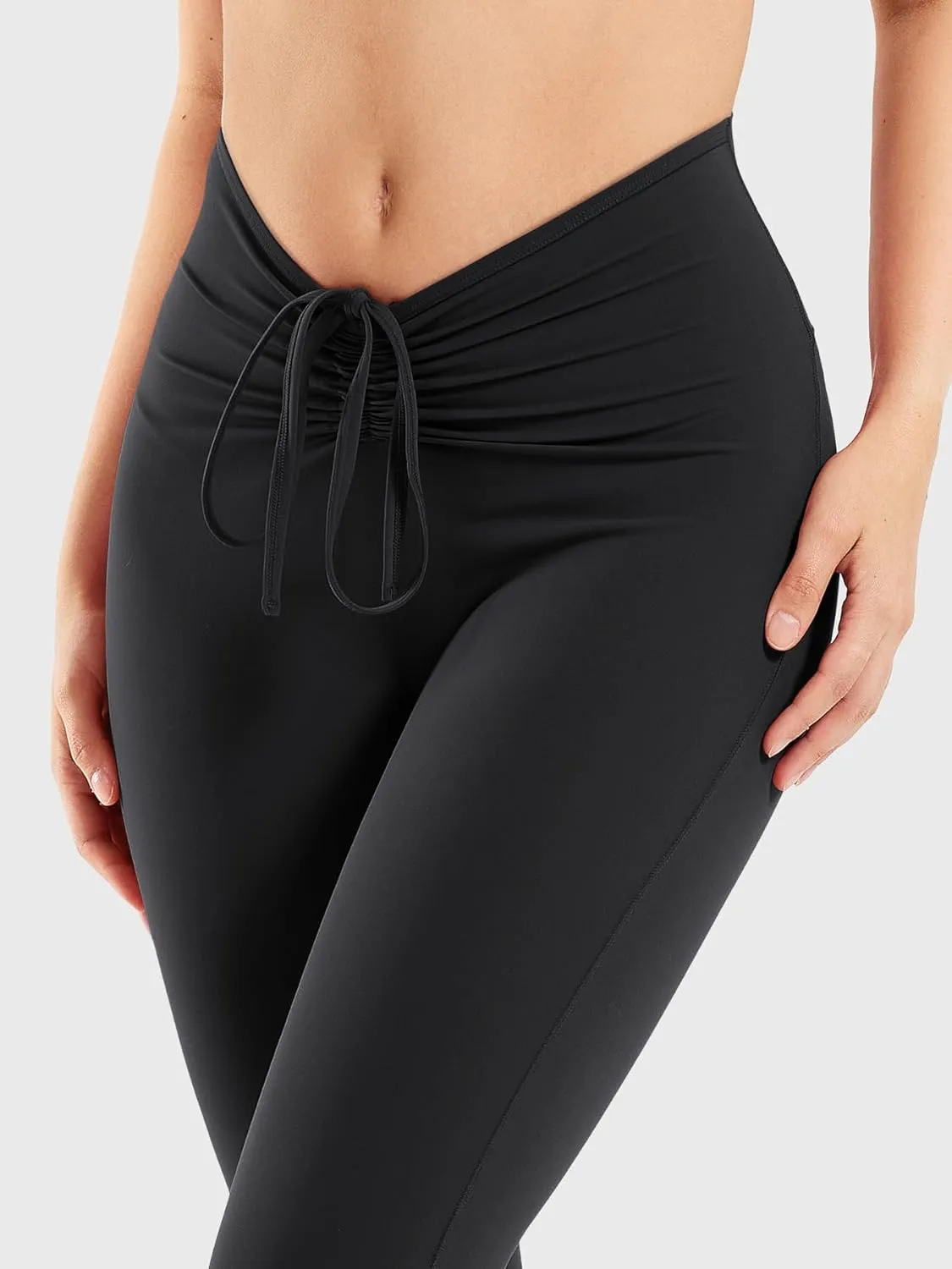 YEOREO Women Workout Scrunch Flare Leggings Drawstring No Front Seam Ericane Butt Lifting 31.5" Gym Yoga Leggings