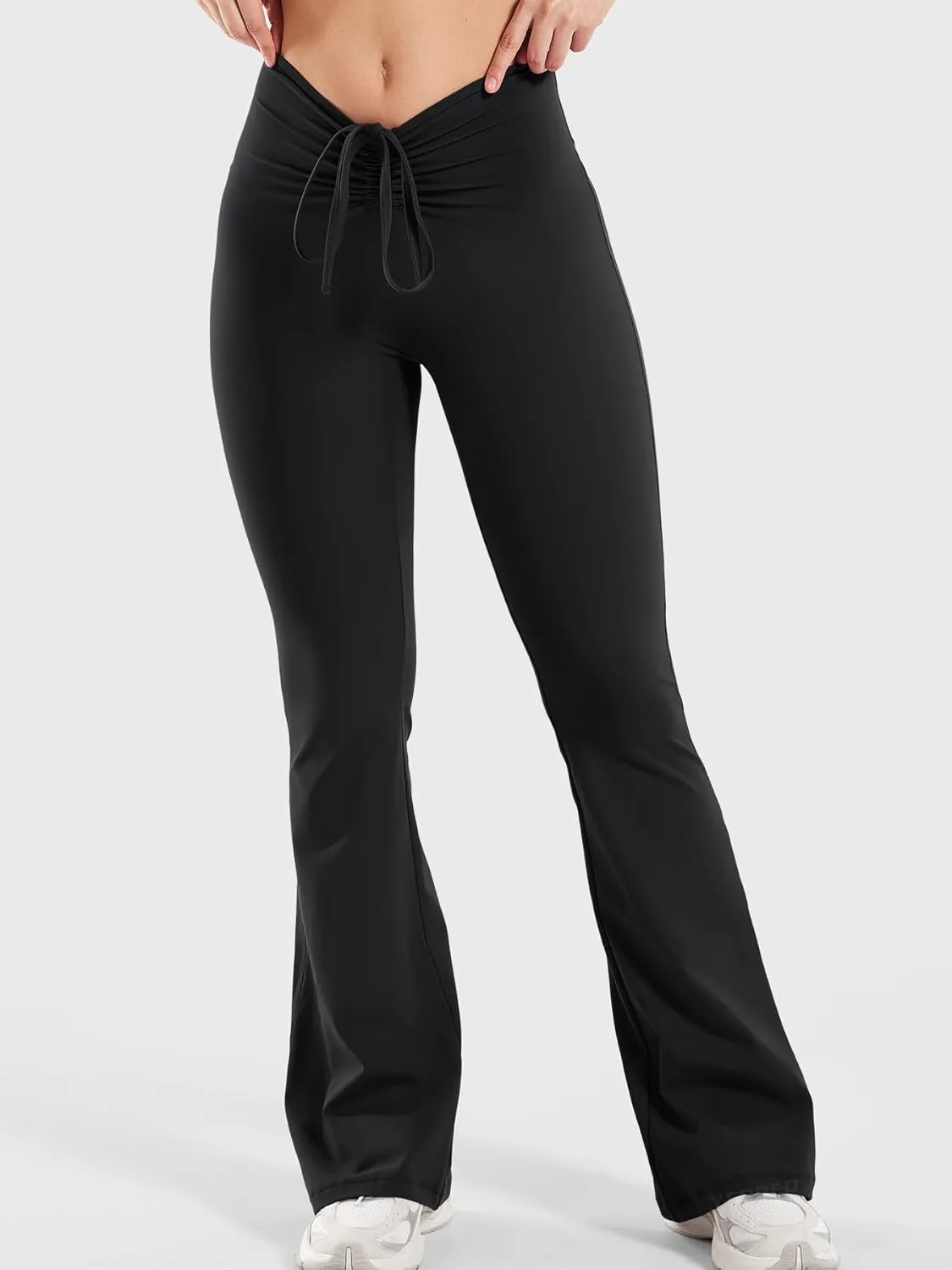 YEOREO Women Workout Scrunch Flare Leggings Drawstring No Front Seam Ericane Butt Lifting 31.5" Gym Yoga Leggings