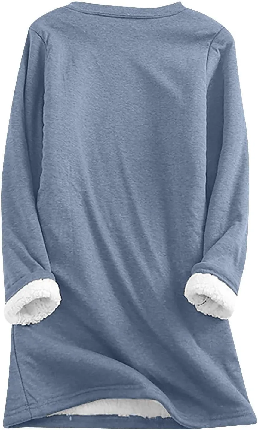 Yes,I'm Still Freezing -Me 24:7 Sherpa Lined Sweatshirt Women Fuzzy Fleece Thermal Outerwear Letter Print Pullover