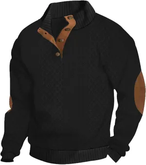 Ymosrh Men's Sweatshirt European Size Outdoor Casual Standing Collar Long-Sleeved Sweater Crewneck Sweatshirts, S-5XL