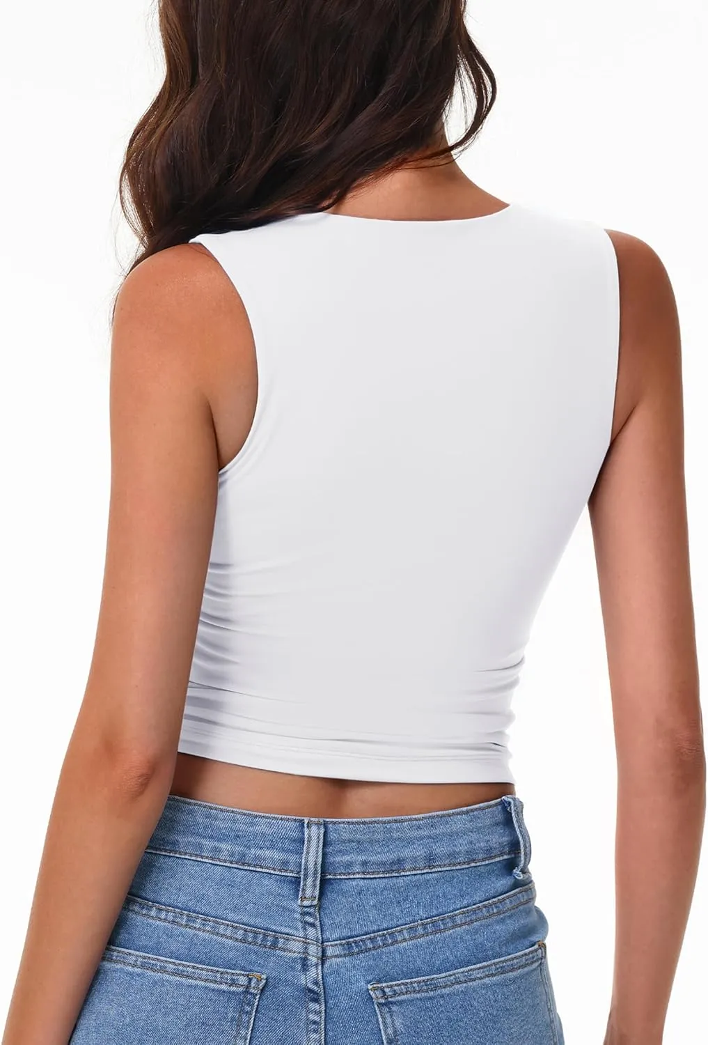 YUCOLEN Women's Double Lined Tank Top Fitted Scoop Neck Casual Cami Basic Summer Sleeveless Tops