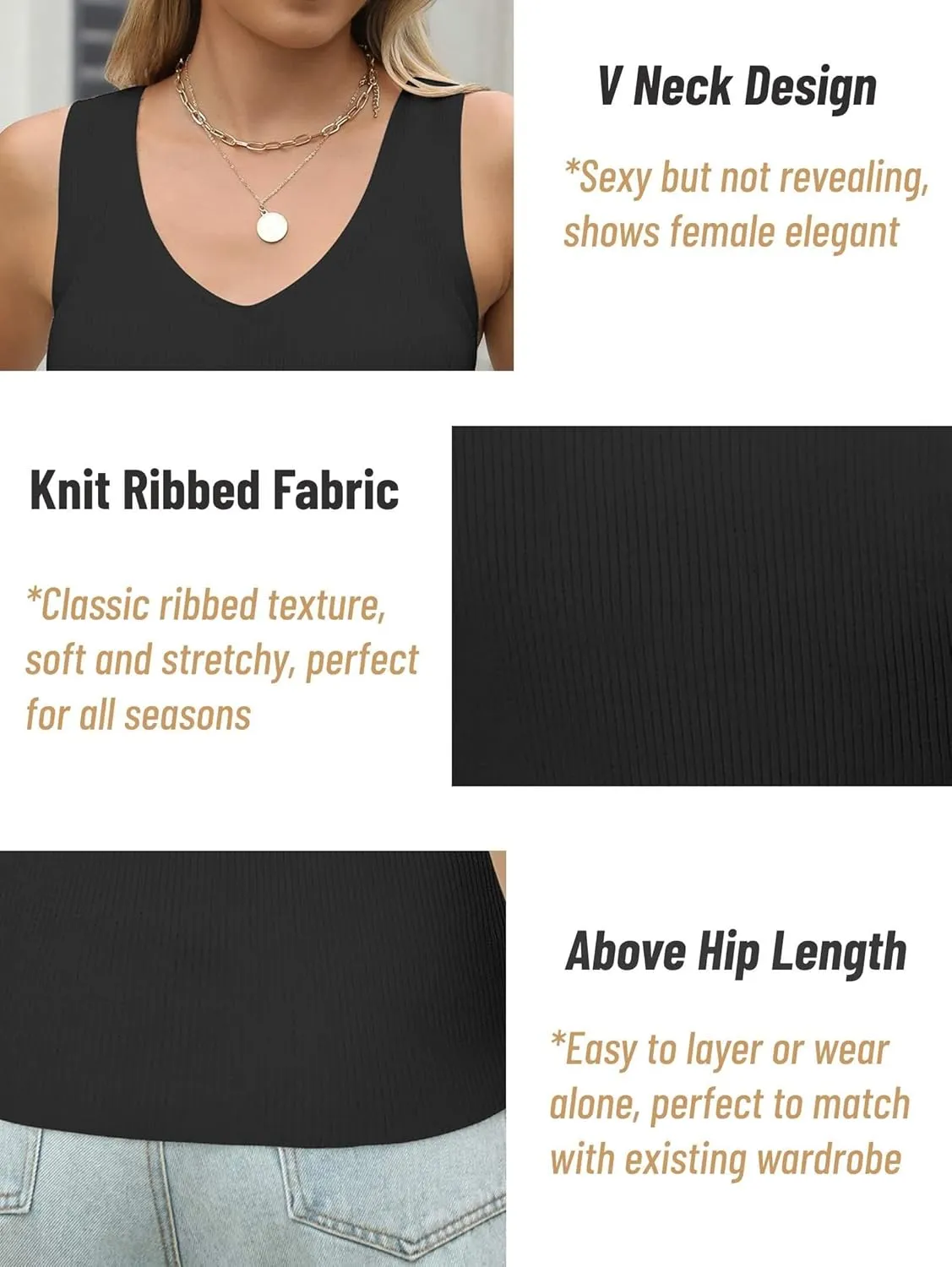 Zeagoo Womens Ribbed Tank Tops 2024 V Neck Slim Fit Knit Sleeveless Shirts Casual Basic Tee