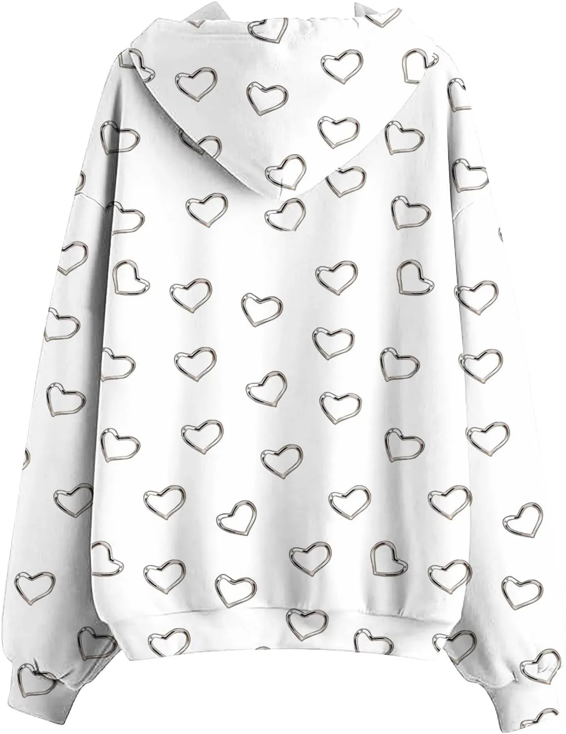 Zip Up Hoodie for Women Heart Print Long Sleeve Sweatshirts Fall Outfits 2024 Oversized Hoodies Casual Loose Jackets