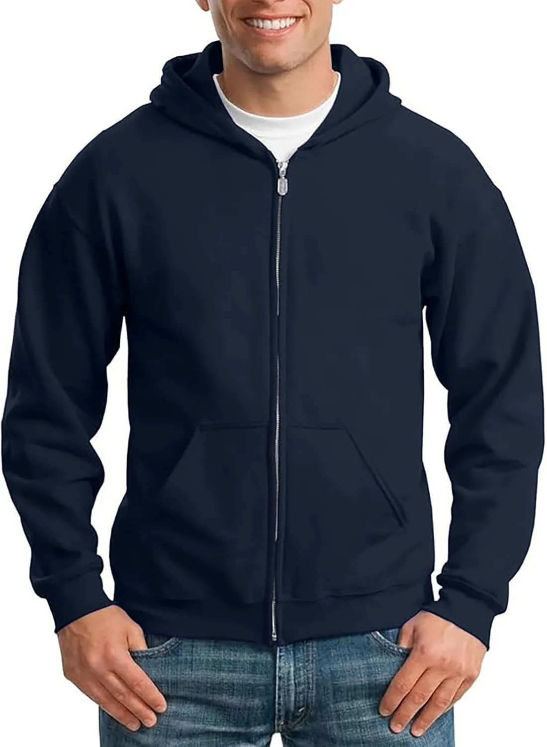 Zip Up Hoodies for Men Heavyweight Long Sleeve Pullover Solid Color with Pockets Hooded Fall and Winter Tops 2024