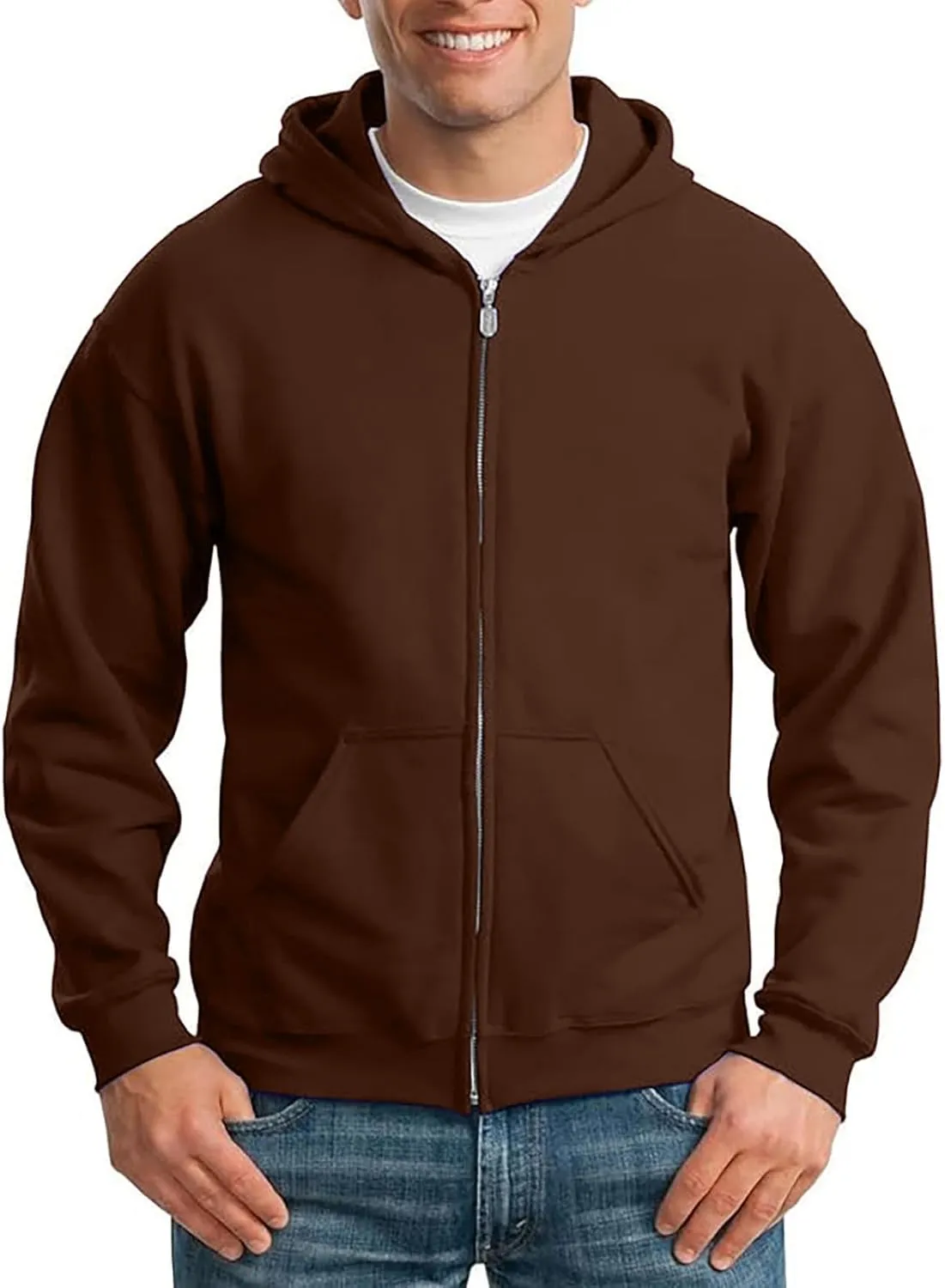 Zip Up Hoodies for Men Heavyweight Long Sleeve Pullover Solid Color with Pockets Hooded Fall and Winter Tops 2024