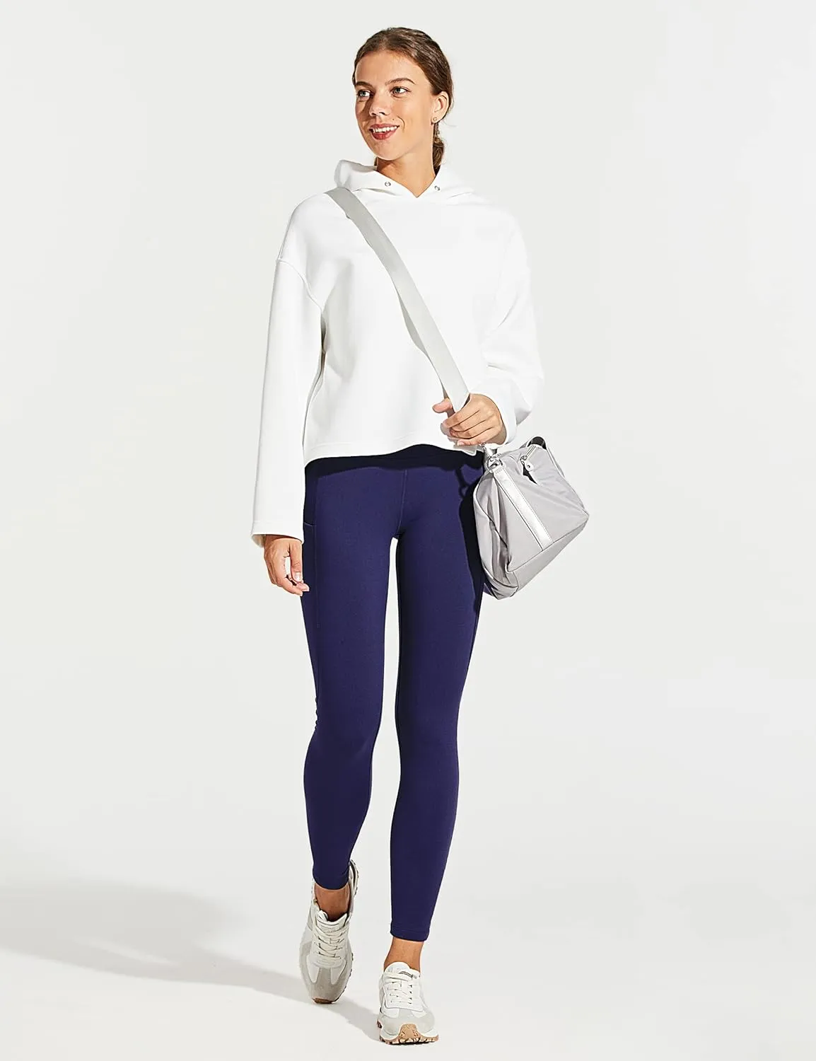 ZUTY Fleece Lined Leggings Women Water Resistant Winter Thermal Insulated High Waisted Hiking Leggings Pockets Plus Size