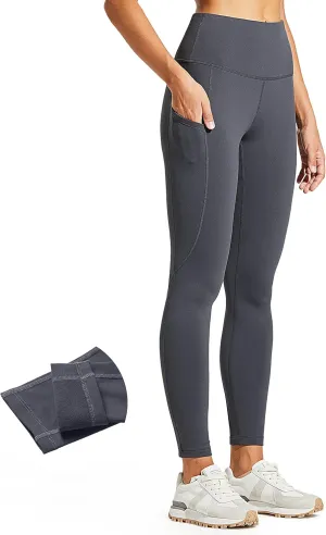 ZUTY Fleece Lined Leggings Women Water Resistant Winter Thermal Insulated High Waisted Hiking Leggings Pockets Plus Size