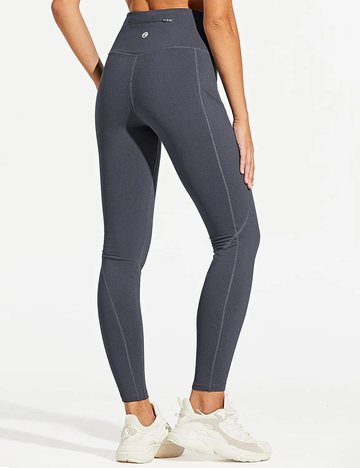 ZUTY Fleece Lined Leggings Women Water Resistant Winter Thermal Insulated High Waisted Hiking Leggings Pockets Plus Size