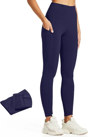ZUTY Fleece Lined Leggings Women Water Resistant Winter Thermal Insulated High Waisted Hiking Leggings Pockets Plus Size