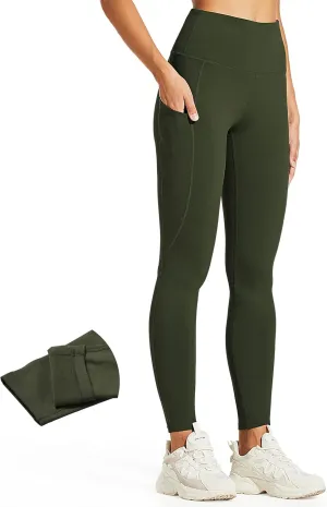ZUTY Fleece Lined Leggings Women Water Resistant Winter Thermal Insulated High Waisted Hiking Leggings Pockets Plus Size