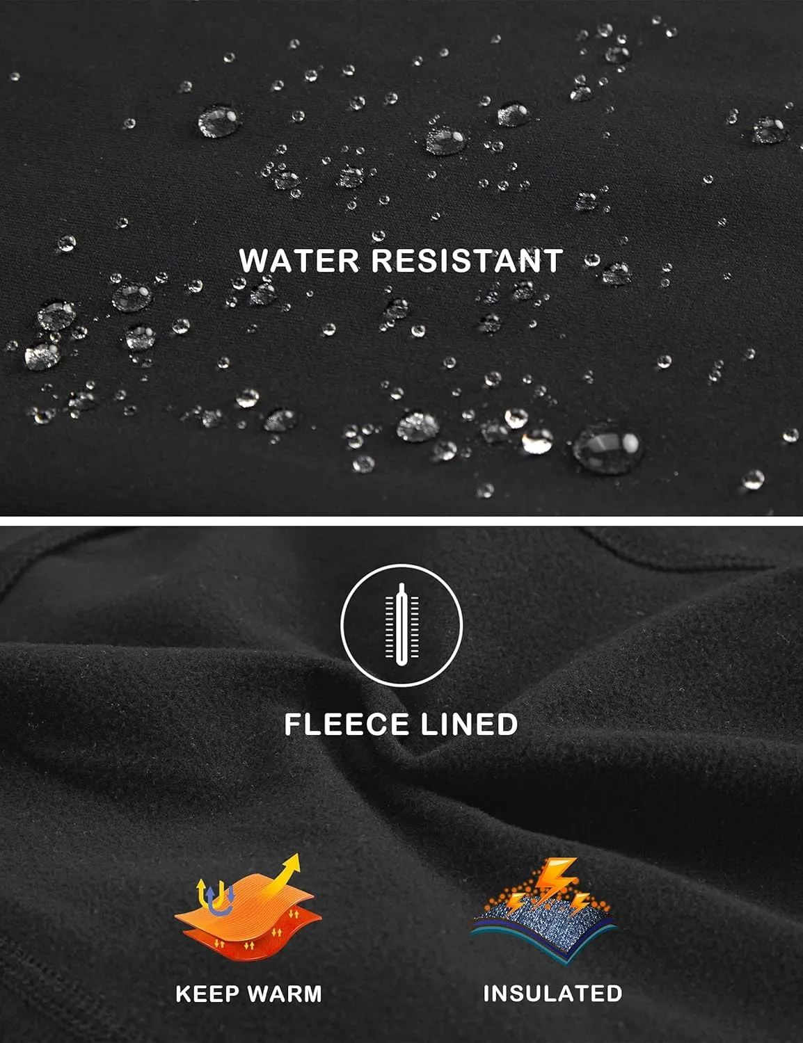 ZUTY Fleece Lined Leggings Women Water Resistant Winter Thermal Insulated High Waisted Hiking Leggings Pockets Plus Size
