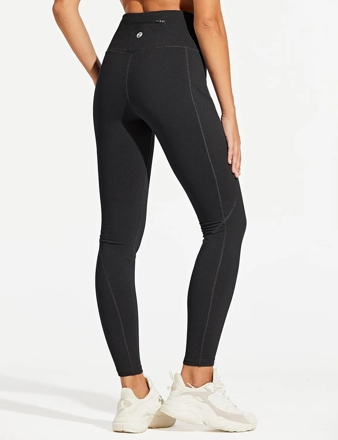 ZUTY Fleece Lined Leggings Women Water Resistant Winter Thermal Insulated High Waisted Hiking Leggings Pockets Plus Size